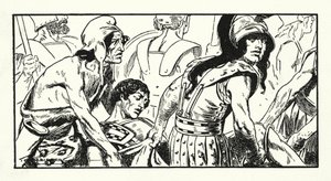 Leonidász halála (litográfia) alkotó: Thomas Heath Robinson