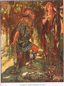 Búcsú Odin büszke lánya (litográfia) alkotó: Thomas Heath Robinson