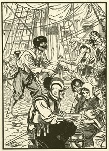Az éhező polgárok etetése (metszet) alkotó: Thomas Heath Robinson