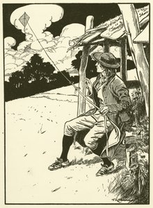 Franklin és sárkánya (metszet) alkotó: Thomas Heath Robinson