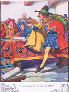 A tanácskozóasztalhoz lépett (színes lithó) alkotó: Thomas Heath Robinson