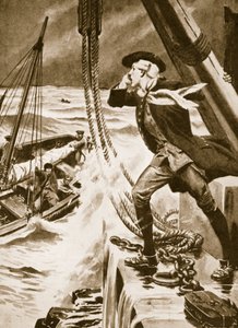 John Smeaton munka közben az Eddystone világítótornyon (litográfia)