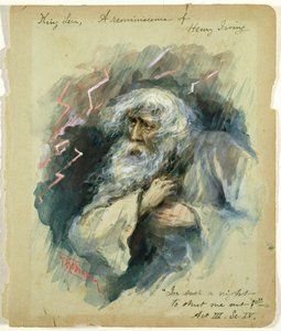 Lear király, Henry Irving visszaemlékezése: "Lear király (III. felvonás, 4. jelenet) 34:King Lear (III. felvonás, 4. jelenet): "In such a night To shut me out!", Henry Irving visszaemlékezése (akvarell) alkotó: Thomas Heath Robinson