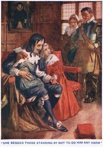 Könyörgött az ott állóknak, hogy ne bántsák őt. alkotó: Thomas Heath Robinson