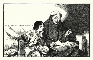A leendő Alfréd király nevelése (litográfia) alkotó: Thomas Heath Robinson