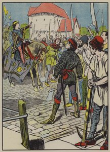 Az ifjú Richárd király leveri a lázadást (színes litográfia) alkotó: Thomas Heath Robinson