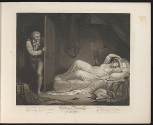 Kicsapongó szobalány alszik, miközben egy férfi besurran 3. tábla: The Wanton in the Bed Chamber (cím a tárgyon) Erény és kicsapongás (sorozat címe) Diligence & Dissipation (sorozat címe a tárgyon)