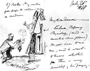 Thomas Henry Huxley levele Charles Darwinnak, Darwin mint püspök vagy szent vázlatával, 1868. július 20-án alkotó: Thomas Henry Huxley