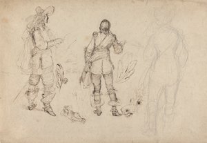 Cavaliers, Lófej és Plumes vázlatok oldala alkotó: Thomas Henry Nicholson