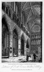 A Poets Corner belseje, Westminster Abbey, London, 1817.