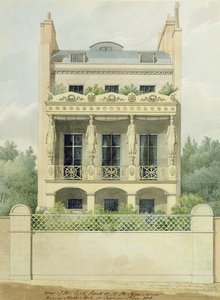Kilátás Henry Phillip Hopes házának hátuljáról a Hyde Park felé a Seymour Place-ben, 1818 (toll és tinta, valamint wc grafiton papíron)