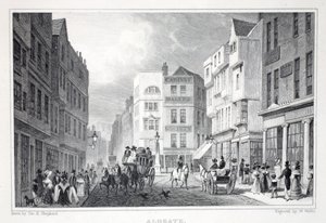 Aldgate, a „London és környéke a tizenkilencedik században” kocsmából. Jones und Co., 1827-1829 alkotó: Thomas Hosmer Shepherd