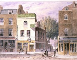 Carved Red Lion Inn, Islington Green, dátum az 1660-as házon alkotó: Thomas Hosmer Shepherd
