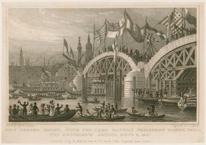 A New London Bridge építése, 1827. november 9 alkotó: Thomas Hosmer Shepherd