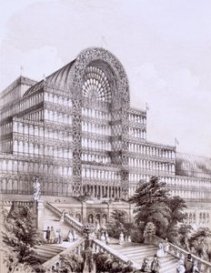 Kristálypalota Sydenhamban, a Nagy Kereszt elől, 1854. alkotó: Thomas Hosmer Shepherd
