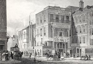 Exeter Change, Strand, a "London és környéke a tizenkilencedik században" című kiadványból. Jones und Co., 1827-1829 alkotó: Thomas Hosmer Shepherd