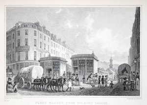 Fleet Street, a Holborn Bridge felől, a „London és környéke a tizenkilencedik században” kocsmából. Jones und Co., 1827-1829 alkotó: Thomas Hosmer Shepherd
