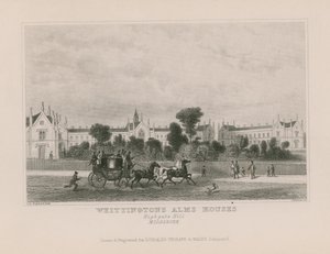 Whittington alamizsnás házainak általános képe alkotó: Thomas Hosmer Shepherd