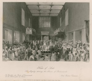 Őfelsége megnyitja a parlament ülésszakát a Lordok Házában alkotó: Thomas Hosmer Shepherd