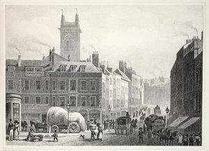 Holborn-híd, Szent András-templom stb. a „London és környéke a tizenkilencedik században” kocsmából. Jones und Co., 1827-1829 alkotó: Thomas Hosmer Shepherd