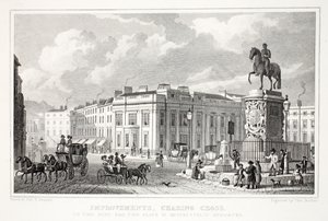 Fejlesztések, Charing Cross, a „London és környéke a tizenkilencedik században” kocsmából. Jones und Co., 1827-1829 alkotó: Thomas Hosmer Shepherd