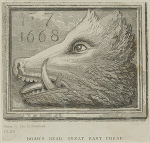 Fogadótábla a Boars Head Tavernből Eastcheapben, 1850 körül