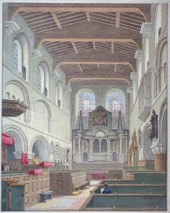 A Szent Bertalan-templom belső képe, Smithfield, London City, 1821. alkotó: Thomas Hosmer Shepherd