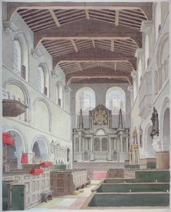 A Szent Bertalan-templom belső képe, Smithfield, London City, 1821. alkotó: Thomas Hosmer Shepherd