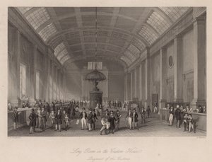 Long Room a vámházban, Londonban, a vámok fizetésére alkotó: Thomas Hosmer Shepherd