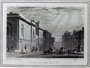 Newgate börtön és az Old Bailey, Robert Acon metszete, 1831 alkotó: Thomas Hosmer Shepherd