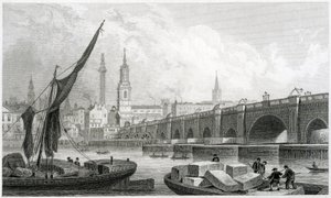Old London Bridge, Southwarkból, 1829 alkotó: Thomas Hosmer Shepherd