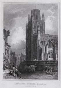 Redcliffe templom, Bristol, északra néz (metszet) alkotó: Thomas Hosmer Shepherd