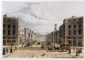 Regent Street, Piccadillyről, metszette J. Bluck (fl.1791-1831), pub. 1822, Ackermann „Művészetek Tára” (akvatinta) alkotó: Thomas Hosmer Shepherd