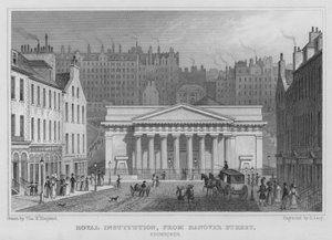 Királyi Intézet, az Edinburgh-i Hanover Street-ről (metszet) alkotó: Thomas Hosmer Shepherd