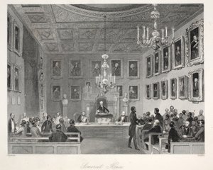 Somerset House, a „London Interiors with their Costumes and Ceremonies” pubból. Joseph Mead, London, 1843 körül (acélmetszet) alkotó: Thomas Hosmer Shepherd