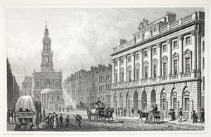 Somerset House, a „London és környéke a tizenkilencedik században” kocsmából. Jones und Co., 1827-1829 alkotó: Thomas Hosmer Shepherd