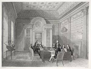 Az Admiralitás tanácsterme, a „London Interiors a jelmezeikkel és szertartásaikkal” kocsmából. Joseph Mead, London, 1843 körül (acélmetszet) alkotó: Thomas Hosmer Shepherd