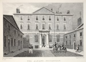 Az Albany, Piccadilly, a „London és környéke a tizenkilencedik században” kocsmából. Jones und Co., 1827-1829 alkotó: Thomas Hosmer Shepherd