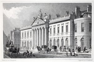 A Kelet-indiai Ház a „London és környéke a tizenkilencedik században” kocsmából. Jones und Co., 1827-1829 alkotó: Thomas Hosmer Shepherd