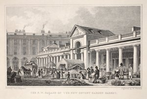 Az N.W. A New Covent Garden Market homlokzata, a „London és környéke a tizenkilencedik században” kocsmából. Jones und Co., 1827-1829 alkotó: Thomas Hosmer Shepherd