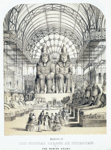 A núbiai udvar a Sydenham-i Kristálypalotában, 1851-1855 körül (akvatinta) alkotó: Thomas Hosmer Shepherd