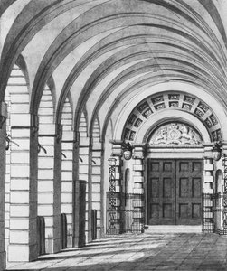 A Covent Garden Színház Piazza bejárata 1808-ban (rajz) alkotó: Thomas Hosmer Shepherd