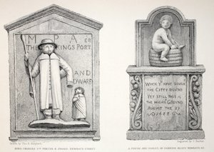 A tábla a Pannier Alley-ben – Károly király portája és törpe, a „London és környéke a tizenkilencedik században” kocsmából. Jones und Co., 1827-1829 alkotó: Thomas Hosmer Shepherd