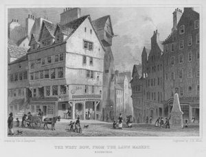 A West Bow az Edinburgh-i Lawn Marketről (metszet)