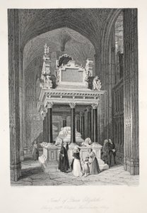 I. Erzsébet királynő sírja, a „Londoni belső terek jelmezeikkel és szertartásaikkal” kocsmából. Joseph Mead, London, 1843 körül (acélmetszet)