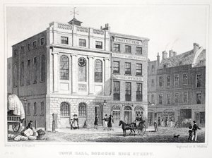 Town Hall, Borough High Street, a „London és környéke a tizenkilencedik században” kocsmából. Jones und Co., 1827-1829 alkotó: Thomas Hosmer Shepherd