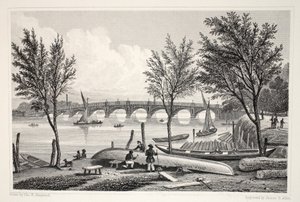 Vauxhall híd a Millbankból, a „London és környéke a tizenkilencedik században” pubból. Jones und Co., 1827-1829 alkotó: Thomas Hosmer Shepherd