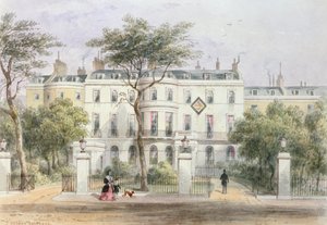 Sir Robert Peel házának nyugati eleje a Privy Gardenben (1788-1850) 1851 alkotó: Thomas Hosmer Shepherd