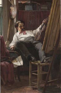 A művész önarcképe a műtermében alkotó: Thomas Hovenden