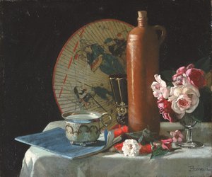 Csendélet legyezővel és rózsákkal, 1874.